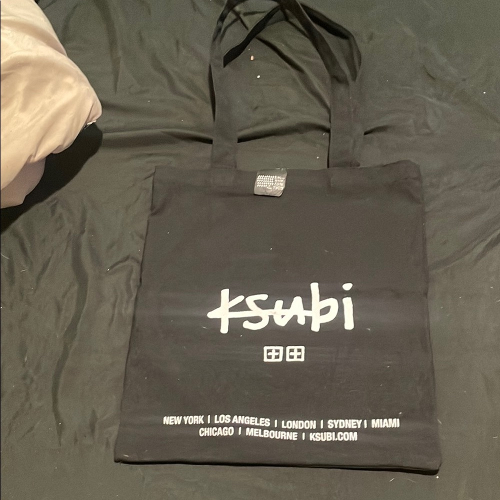 Ksubi Black Canvas Tote Bag with Logo Design
